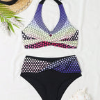 Damen Hochgeschnittenes Bikini-Set mit stilvollem Punktmuster R&B