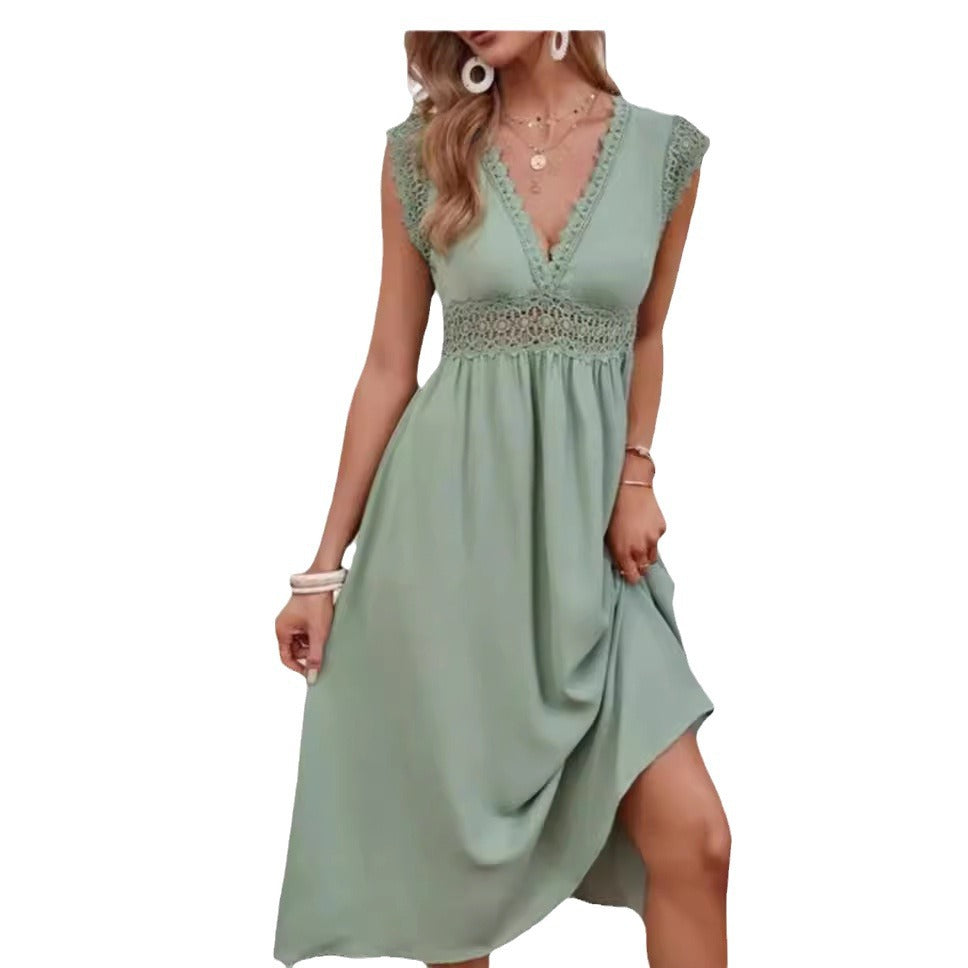 Damen Kleid mit Spitzendetails und lockerer Passform R&B