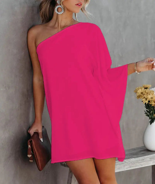 Damen asymmetrisches Mini-Kleid mit grafischem Aufdruck R&B
