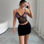 Damen Spitzen-Crop-Top mit verführerischen Details R&B