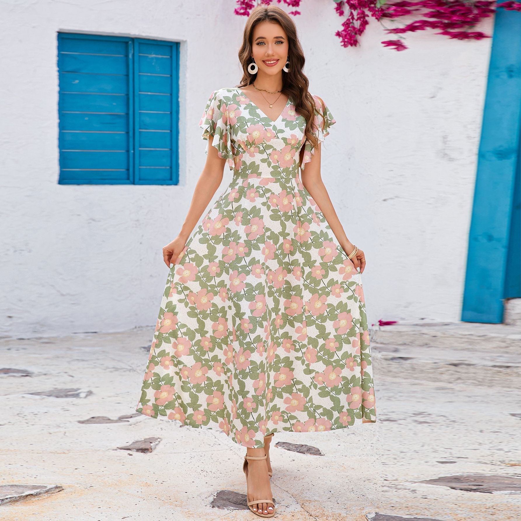 Damen Maxikleid mit Blumenmuster R&B