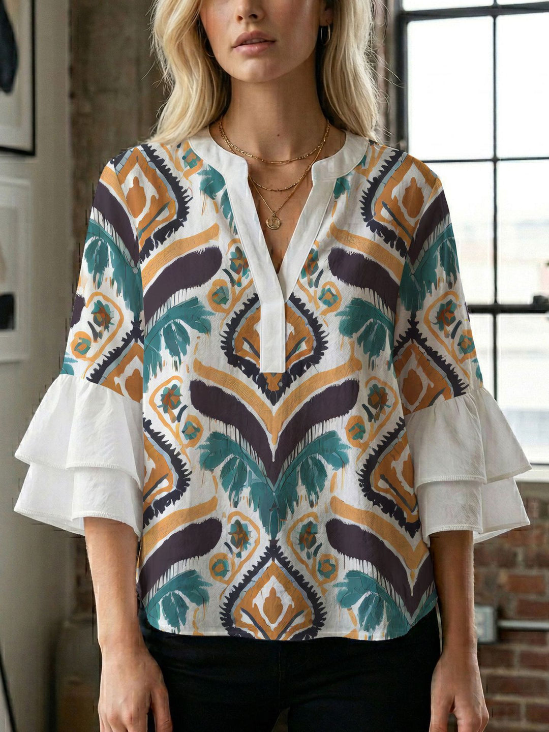 Damen Bluse mit wunderschönen floralem Design R&B
