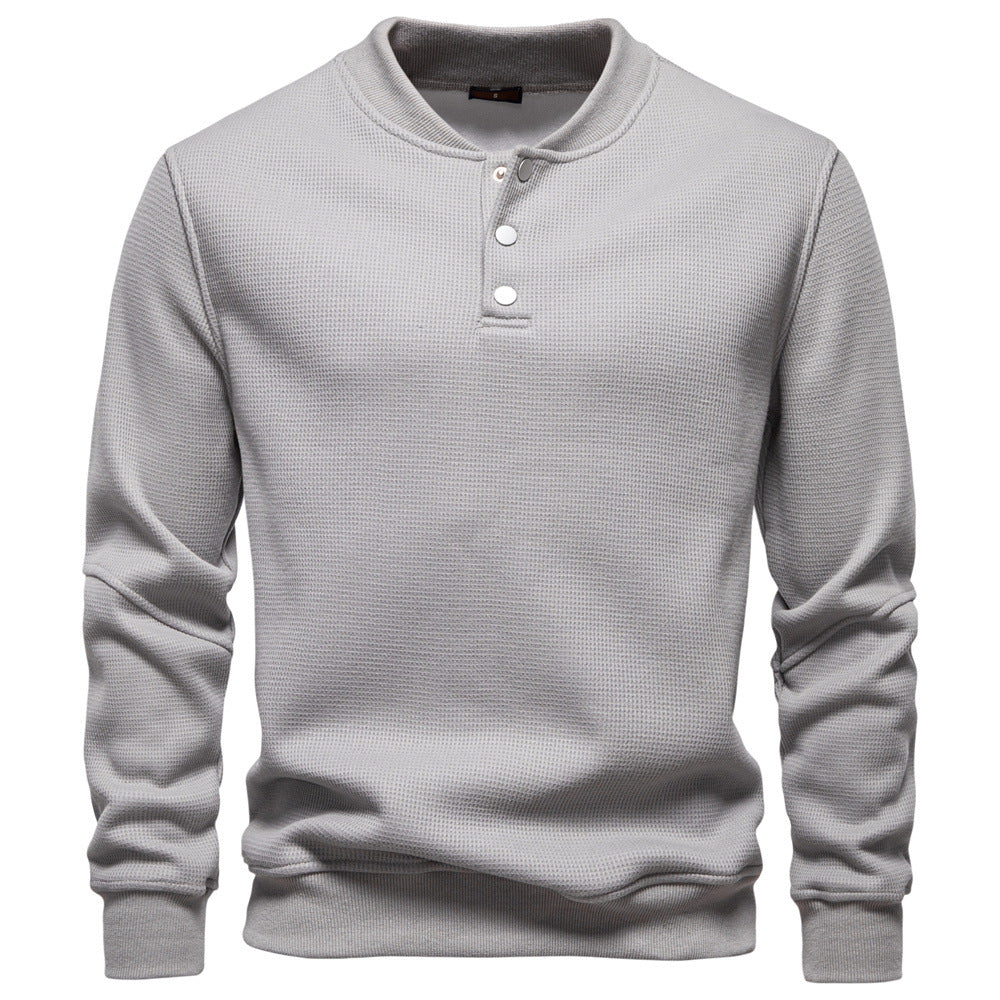 Herren Langarm-Pullover mit Knopfleiste und strukturiertem Gewebe R&B