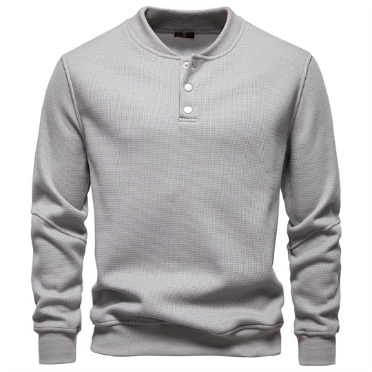 Herren Langarm-Pullover mit Knopfleiste und strukturiertem Gewebe R&B