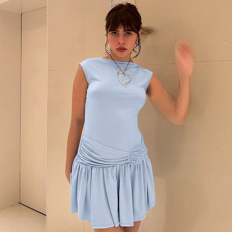 Damen Kurzarmkleid mit asymmetrischem Schnitt R&B