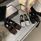 Damen elegante Ballerinas mit modischer Doppel-Riemchen-Applikation EB