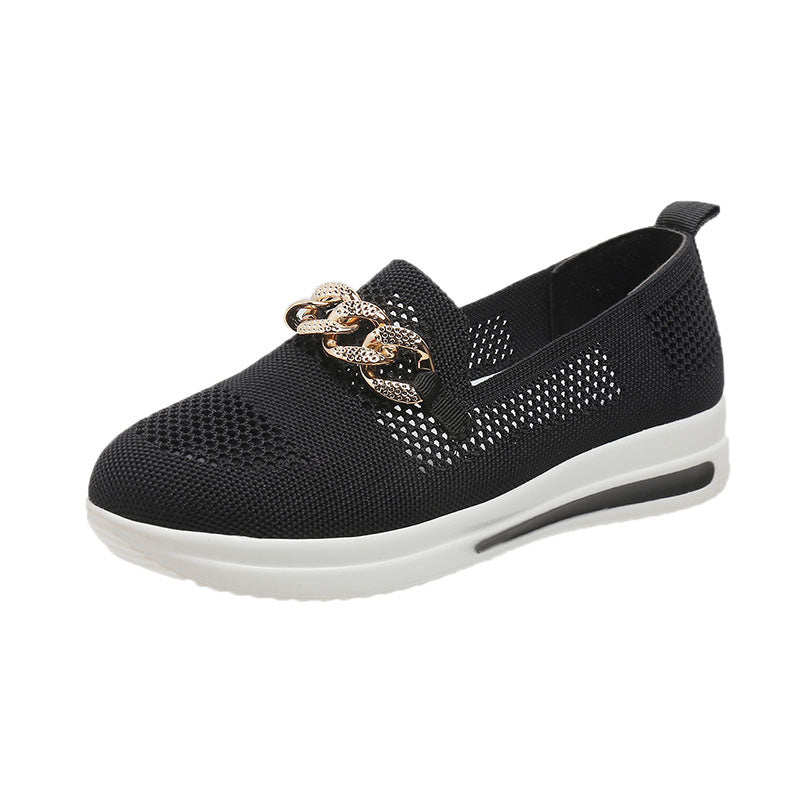 Damen Atmungsaktive Slip-On Sneakers mit modischem Ketten-Detail