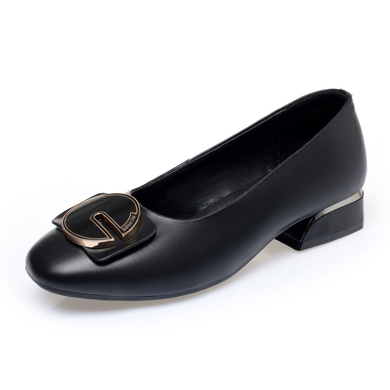 Damen elegante Ballerinas mit modischem Schmuckdetail und komfortablem Blockabsatz R&B