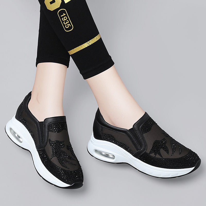Damen Modische Mesh-Sneakers mit Glitzerakzenten R&B