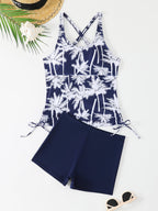 Damen Modischer Tankini mit gekreuzten Trägern und kurzem Unterteil R&B