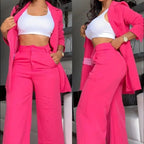Damen elegantes Blazer- und Hosen-Set mit weitem Schnitt R&B