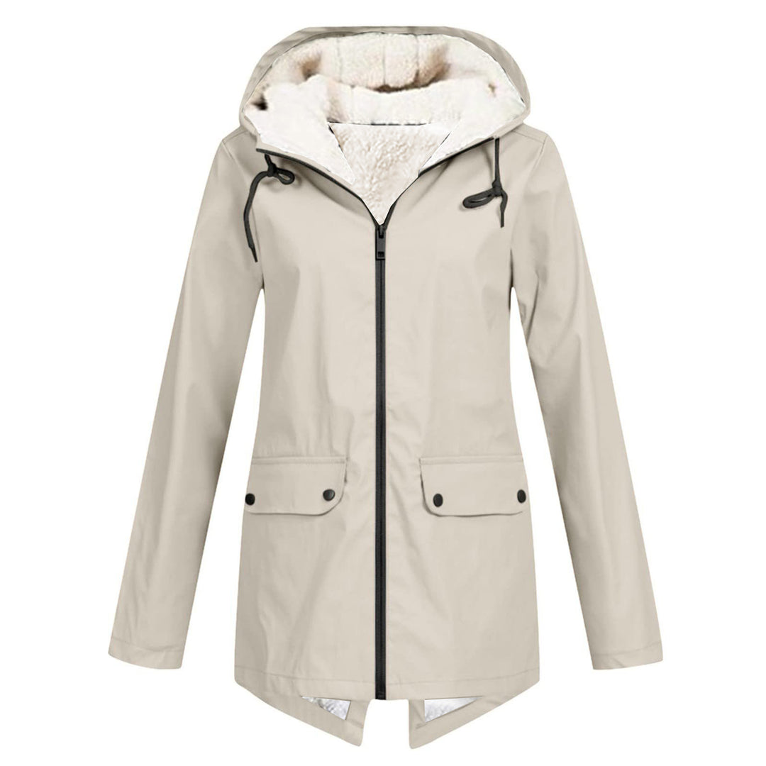 Damen Wasserabweisende Übergangsjacke mit warmem Fleece-Futter und verstellbarem Kapuzenkragen R&B