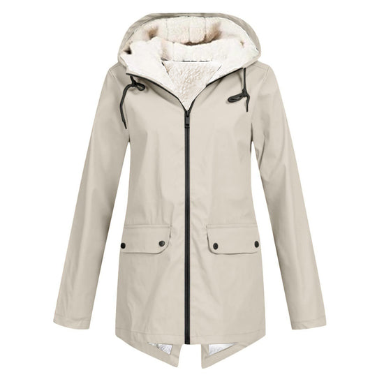 Damen Wasserabweisende Übergangsjacke mit warmem Fleece-Futter und verstellbarem Kapuzenkragen R&B