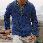 Herren Strickjacke mit aufgewickeltem Kragen und strukturiertem Design