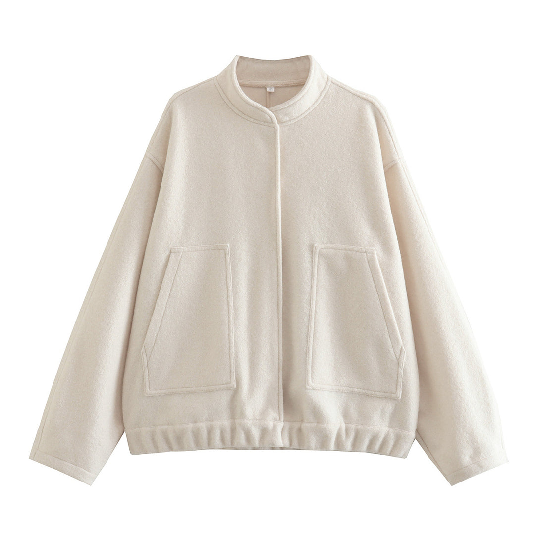 Damen Oversized Wolljacke im schlichten Design R&B