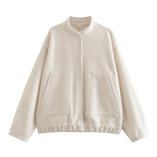 Damen Oversized Wolljacke im schlichten Design R&B
