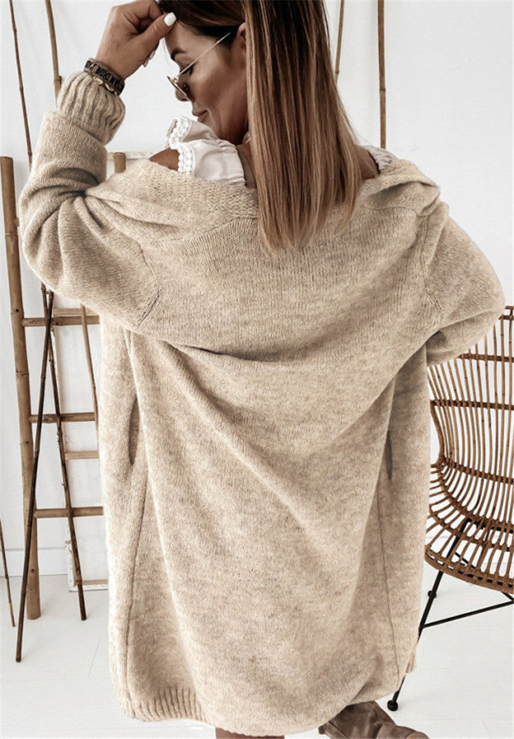 Damen Oversized Strickmantel mit lässigem V-Ausschnitt und luftiger Maschenstruktur R&B