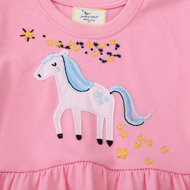 Mädchen Kurzarm Kleid mit bezauberndem Einhorn-Design R&B
