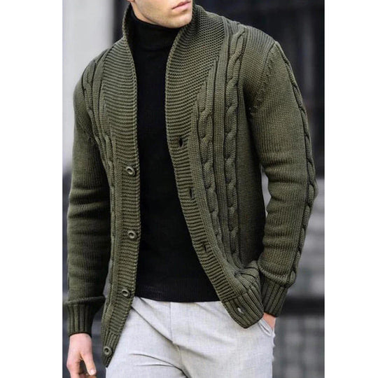 Herren Strickjacke mit robustem Zopfmuster und langlebigem Knopfverschluss R&B