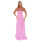 Damen Elegantes Maxikleid mit Rüschendetails und schmalem Schnitt R&B