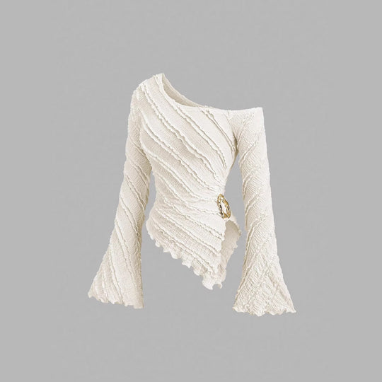 Damen asymmetrisches Oberteil mit strukturiertem Design und Wickelverschluss R&B