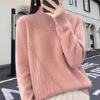 Damen Strickpullover mit elegantem Stehkragen und strukturiertem Design R&B
