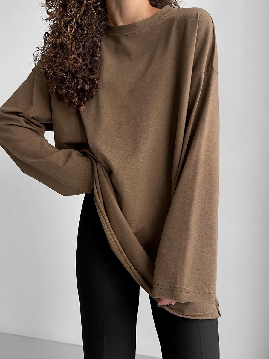 Damen Oversize Langarmshirt mit hohem Kragen R&B