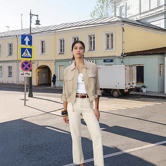 Damen leichte Oversize-Jacke mit praktischen Taschen R&B