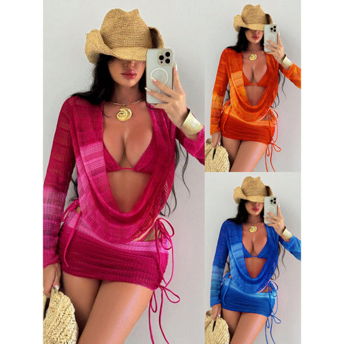 Damen Strandkleid mit Raffung und attraktivem V-Ausschnitt R&B