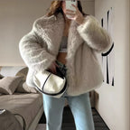 Damen kuschelige Pelzjacke R&B