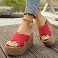 Damen Wedge-Sandalen mit geflochtenem Absatz und überkreuzten Riemen
