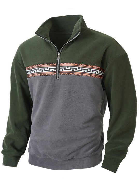Herren Fleece Pullover mit modischem Stehkragen R&B