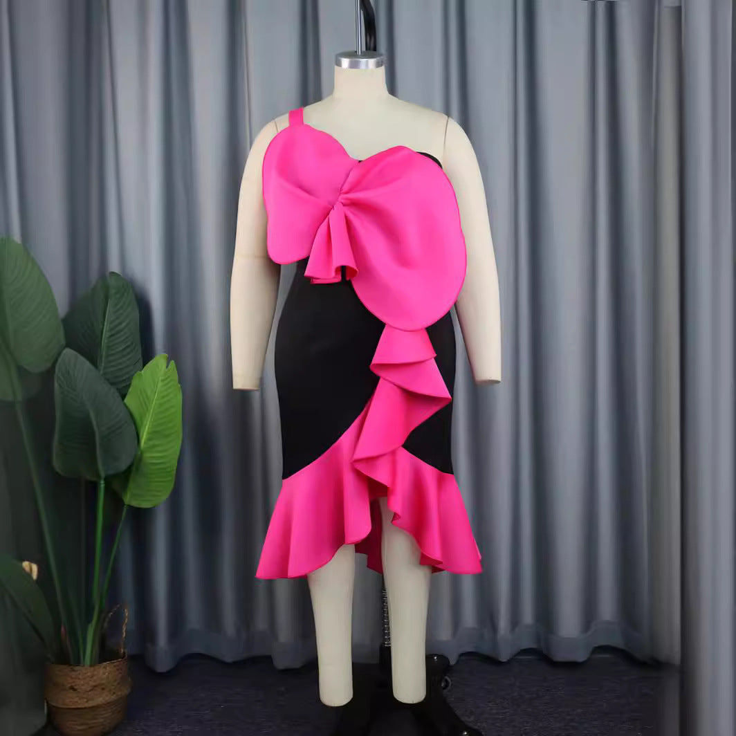 Damen Elegantes Cocktailkleid mit statementvollem Rüschen-Design und Übergröße R&B
