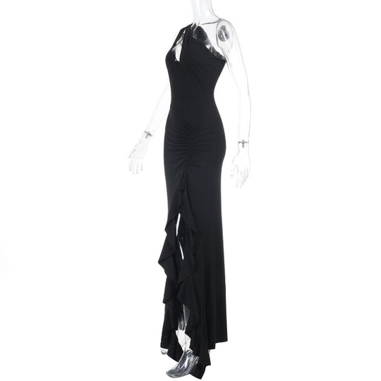 Damen Elegantes Maxikleid mit asymmetrischem Schnitt und Raffung R&B