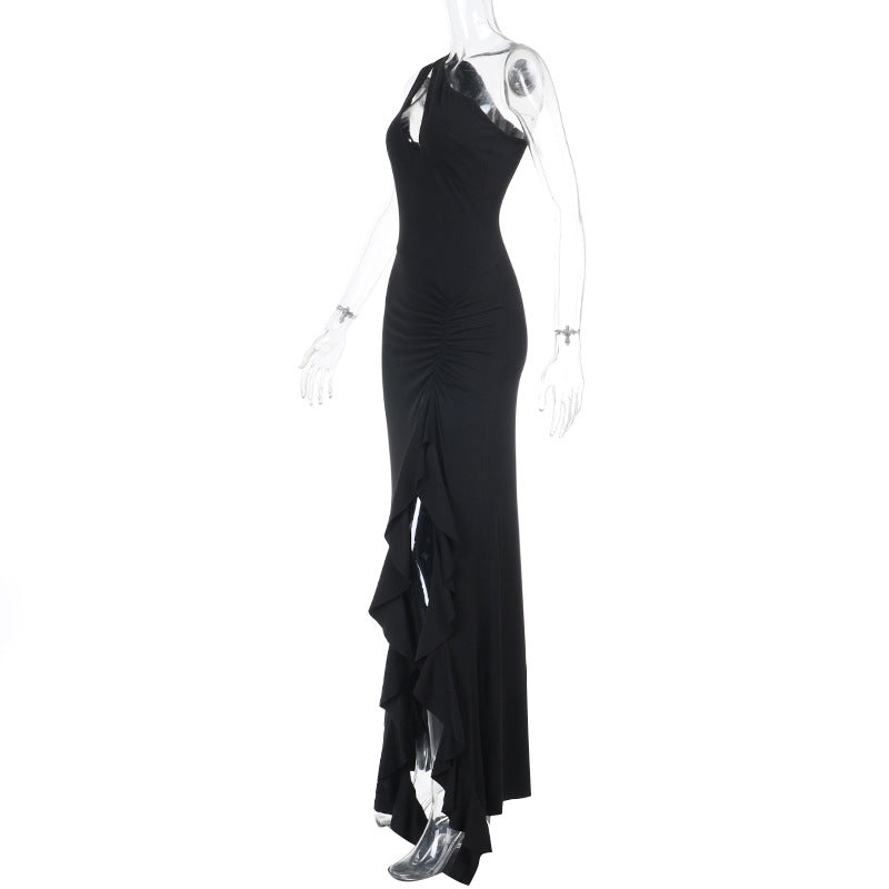 Damen Elegantes Maxikleid mit asymmetrischem Schnitt und Raffung R&B