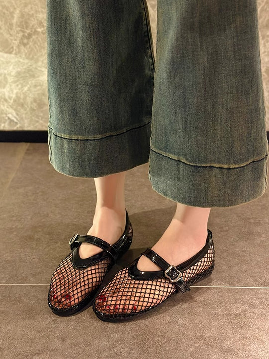 Damen elegante Ballerinas mit Netzdesign R&B