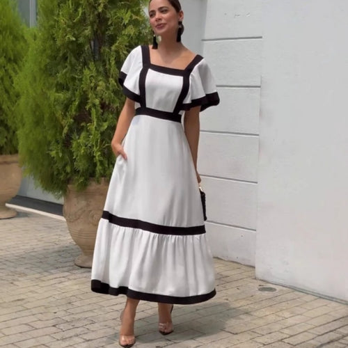 Damen Elegantes Maxikleid mit kontrastierenden Rüschendetails R&B