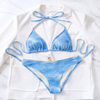 Damen Triangel-Bikini-Set mit hohem Beinausschnitt und verstellbaren Trägern R&B