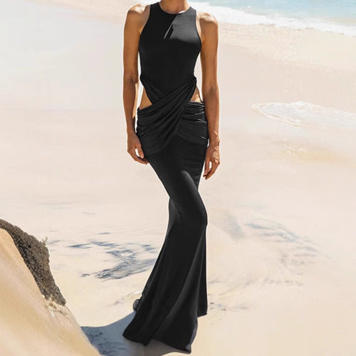 Damen Elegantes Maxikleid mit raffiniertem Wickeldetail und seitlichen Cut-Outs R&B