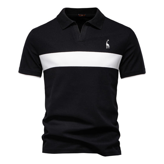 Herren Poloshirt mit modernem Blockdesign und hochwertiger Baumwollmischung R&B