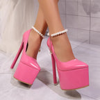 Damen Plateau Stiletto-Pumps mit feinem Perlenschmuck R&B