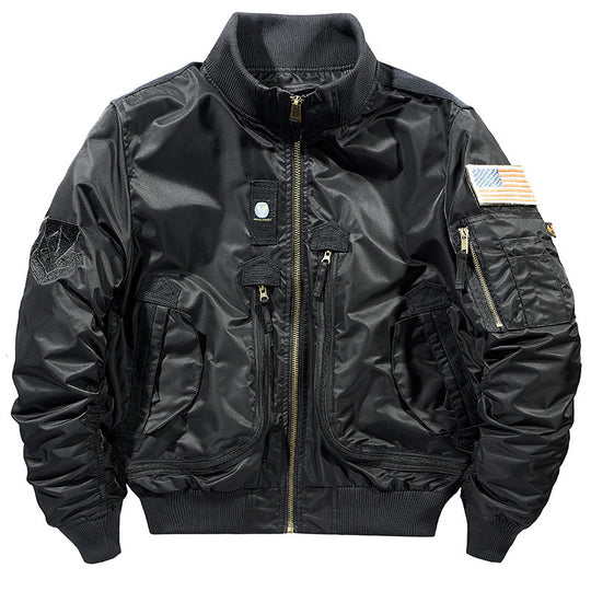 Herren stylische Bomberjacke mit vielseitigen Taschen R&B