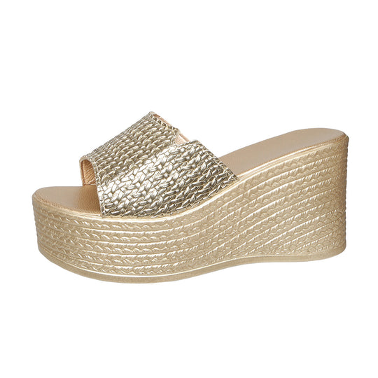 Damen Wedge-Pantoletten mit geflochtenem Obermaterial und rutschfester Sohle R&B