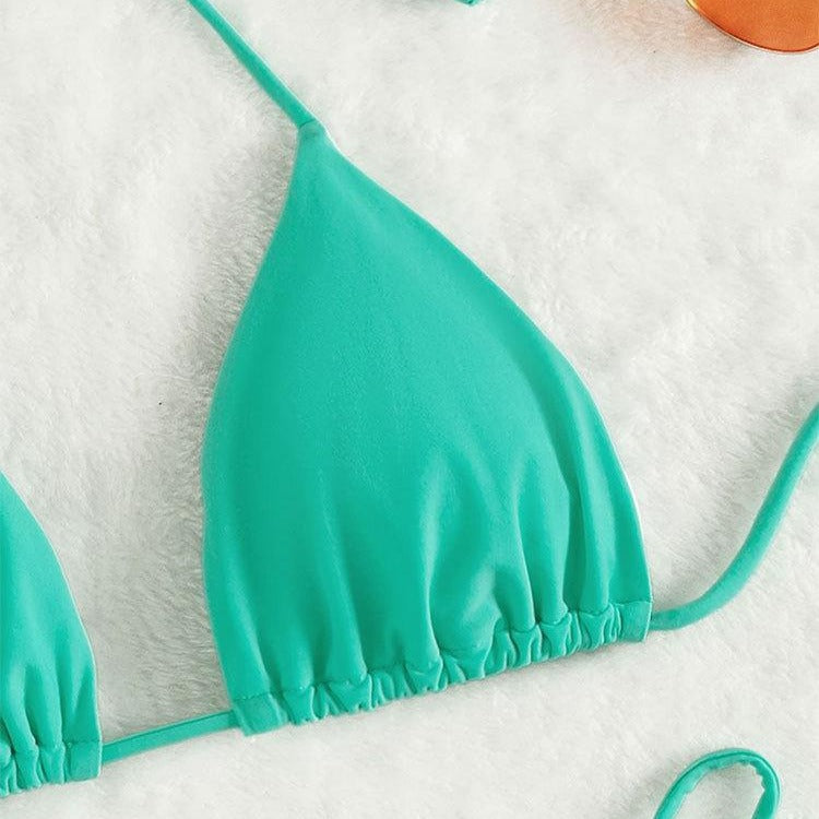 Damen Triangel-Bikini mit verstellbaren Schnürdetails und elastischem Bund R&B