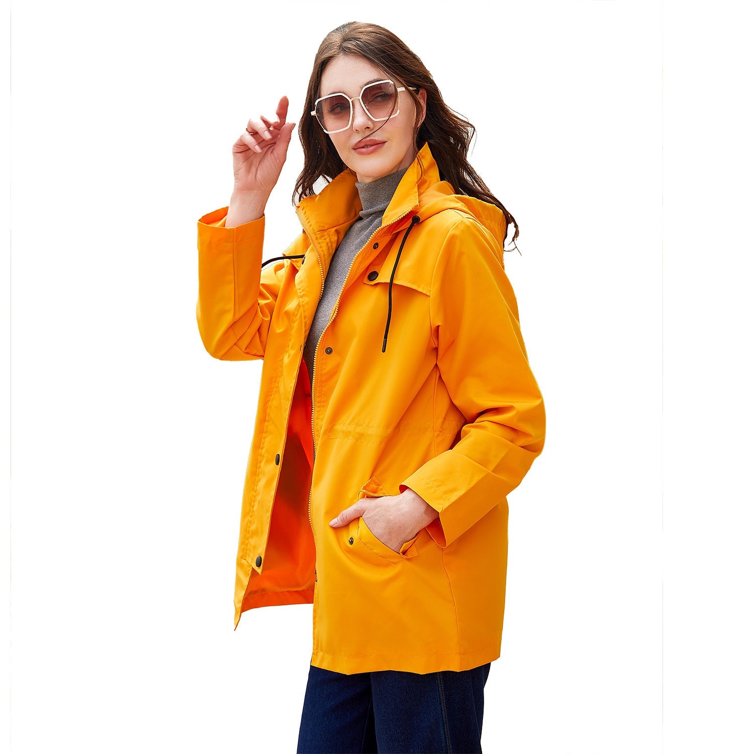 Damen wetterfeste Freizeitjacke mit verstellbarer Kapuze