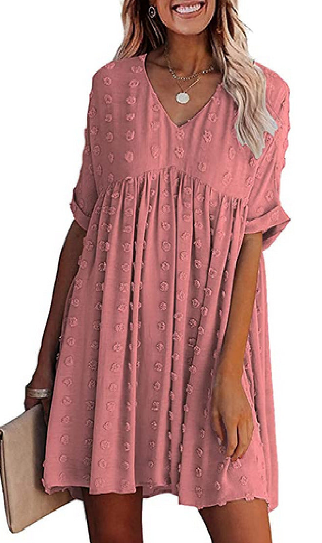 R&B | Locker Sitzendes Kurzärmliges Weites Taillenkleid