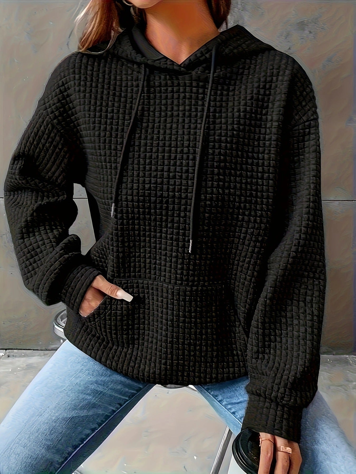 Damen lässiger Kapuzenpullover mit strukturiertem Design R&B