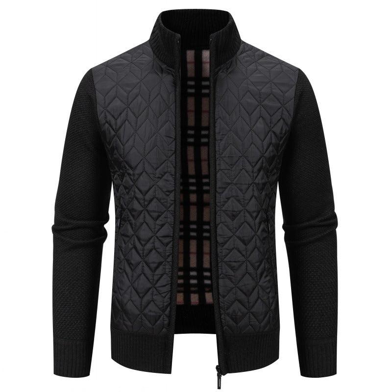 Herren Steppjacke mit hohem Kragen und eleganter Strickästhetik R&B