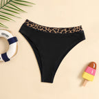 Damen Hochtailliertes Bikini-Unterteil mit modischem Leopardenmuster R&B