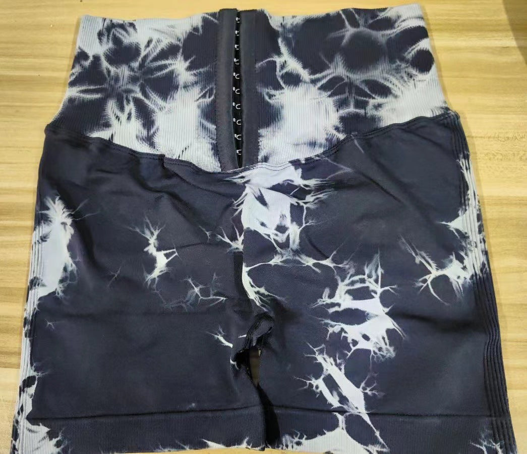 Damen Modische Radlerhosen mit höhenverstellbarem Bund und einzigartigem Batikdesign R&B